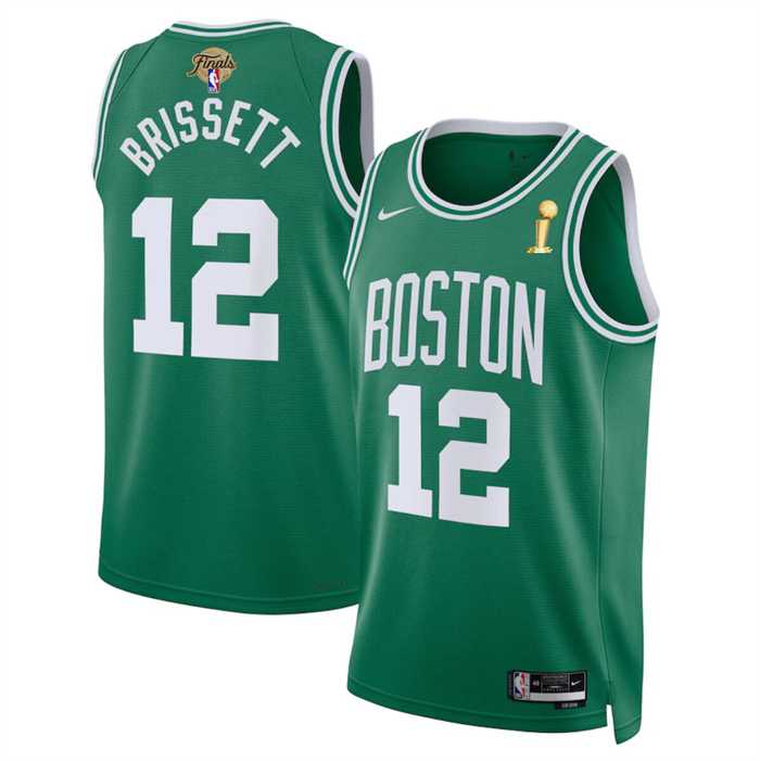 Men%27s Boston Celtics #12 Oshae Brissett Kelly Green 2024 Finals Champions Icon Edition Stitched Basketball Jersey Dzhi